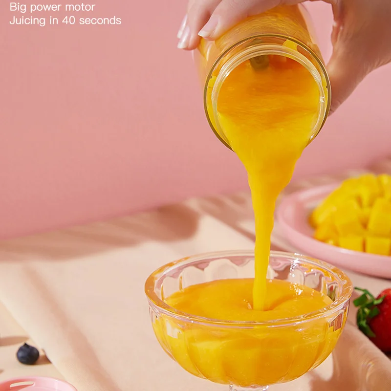 

300ML Juicer Cup Portable 4 Blade Juicer Blender USB Rechargeable Meat Fruit Ice Vegetable Mixer Intelligent Food Juice Machine