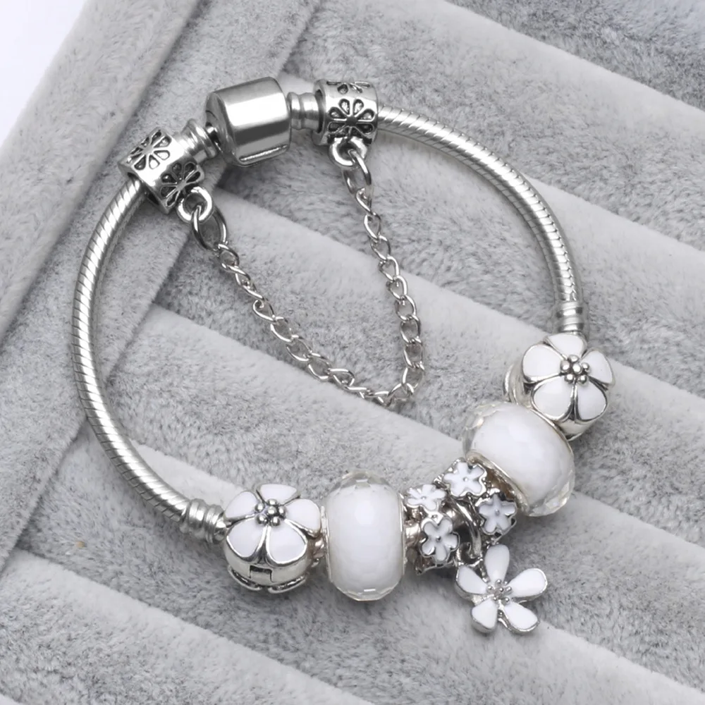 

pandora-style Ladies Zircon Flower Bracelet