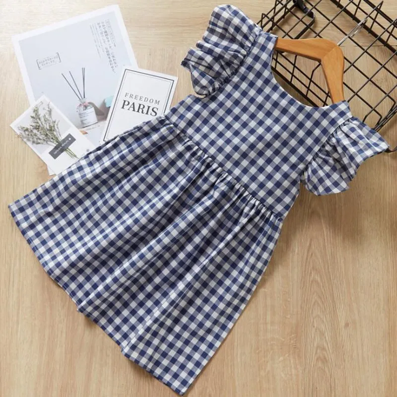 Летнее платье для маленьких девочек эксклюзивная детская одежда клетчатое с