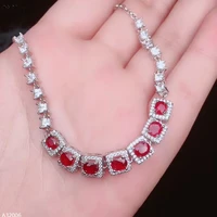 925 sterling silver natural newly burned ruby female bracelet super good color square geometry new support detection high clarit