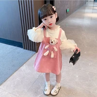 girl dress%c2%a0party evening gown cotton 2022 bear spring autumn cotton flower girl dress vestido robe fille ball gown kids baby chi