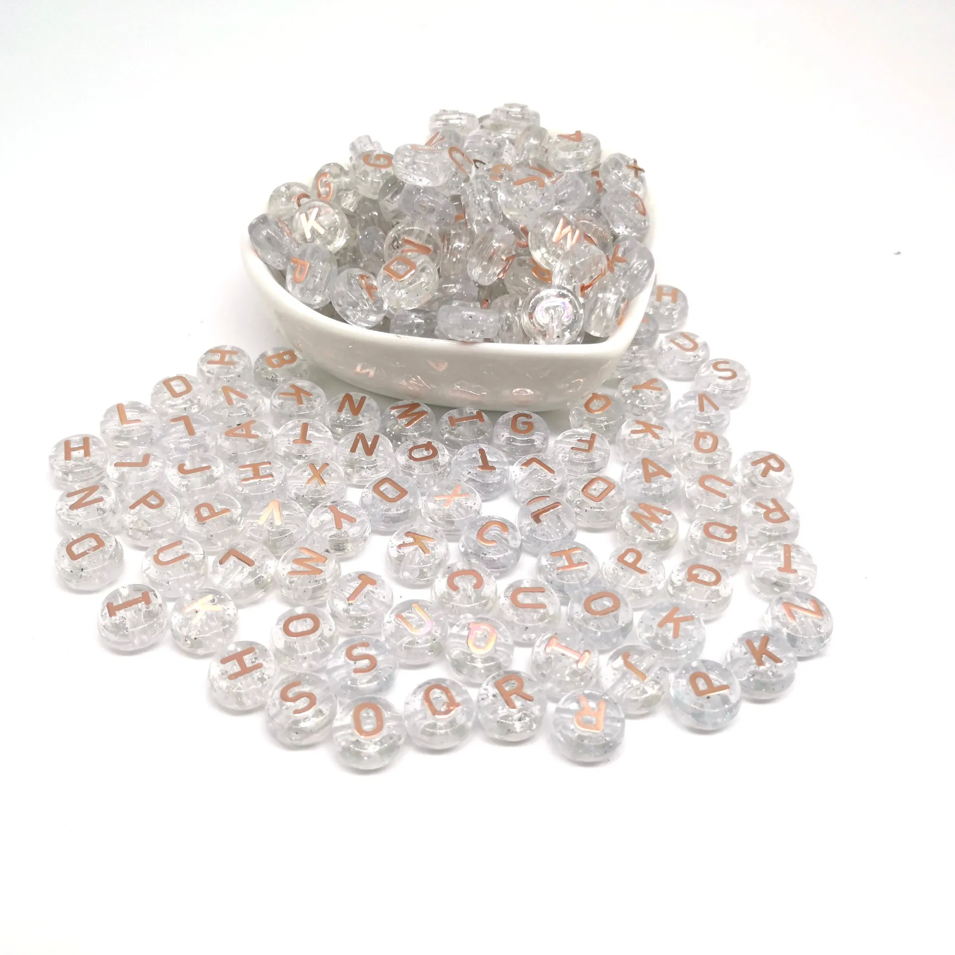 

100pcs 6*10mm Sequins Letter Beads for Jewelry Making Acrylic Transparent Alphabet Beads Bracelet DIY Jewelry Components Gift