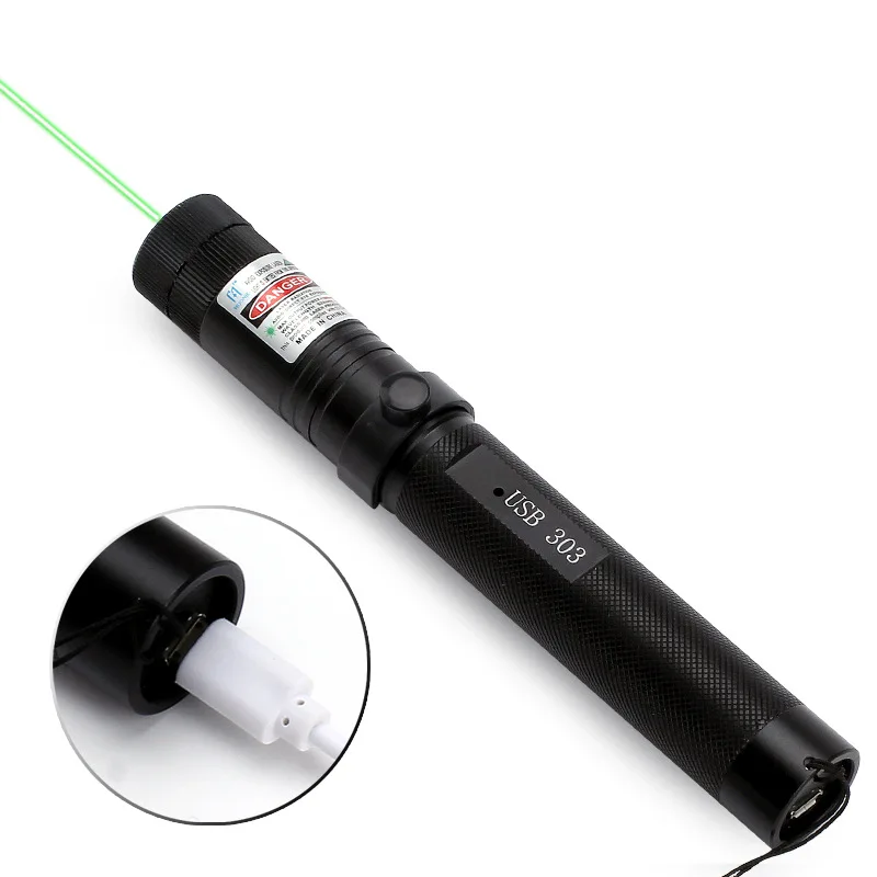 

USB Rechargeable Green Red Purple Laser Pointer Adjustable Focus High Power Laser 303 Sight Outdoor Super Far Radiation Laser