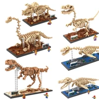 jurassic dinosaur fossil micro diamond block tyrannosaurus rex triceratops velociraptor mosasaur plesiosaurus nanobrick toys