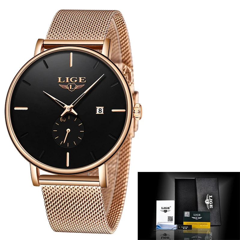 2020LIGE New listing Luxury Women Dress Gold Watch Simplicity Casual Date Quartz Clock High Quality Women's Watches Montre Femme |