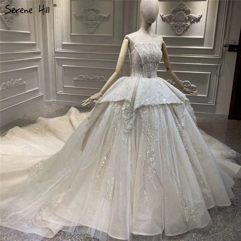 Ultimate Luxury Off Shoulder Sexy Wedding Dresses 2021 Dubai Champange Diamond Sequins Bridal Gowns HA2299 Custom Made | Свадьбы и