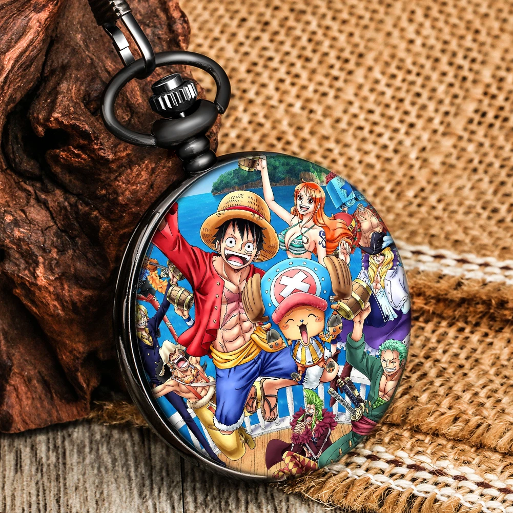 

Quartz Pocket Watch Creative Japanese Cartoon Man Design Chain Necklace Pendant Fashion Watches Clock Gifts
