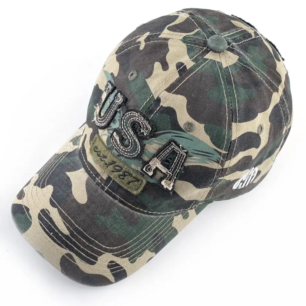 Бейсболка с камуфляжным рисунком вышивкой буквы USA папа шляпа мужская уличная
