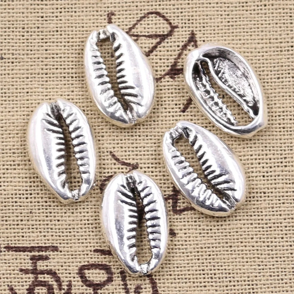 

10pcs Charms Bohemian Cowrie Conch Shell 19x12mm Antique Silver Color Pendants Making DIY Handmade Tibetan Finding Jewelry