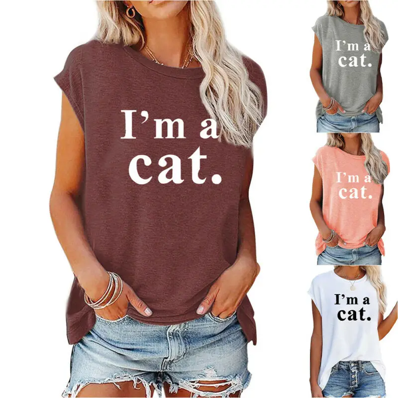 

Womens T-Shirt Letter Printed Short Sleeve Crew Neck Ladies Casual Loose Tops