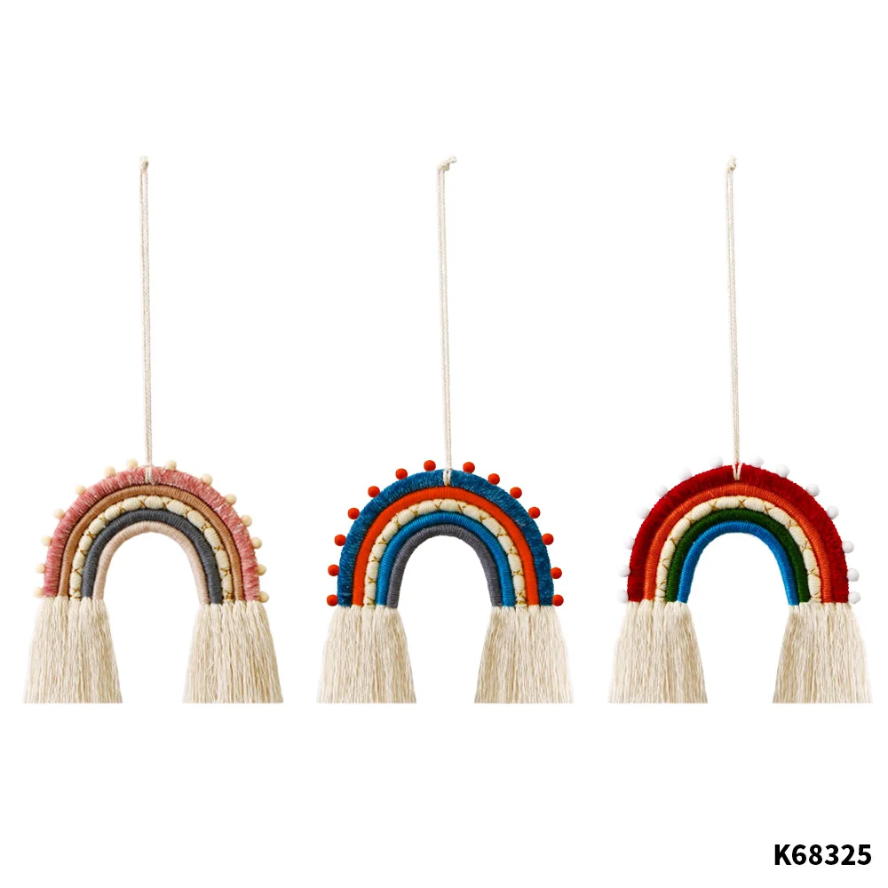 

Nordic Hand-woven Home Decor Room Décor Rainbow Wall Hanging Bohemian Tassel for Baby Room Decoration
