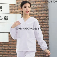 long sleeve scrub top women plug size nursing scrubs winter doctor work wear cotton uniforms v neck pure color medical clothing