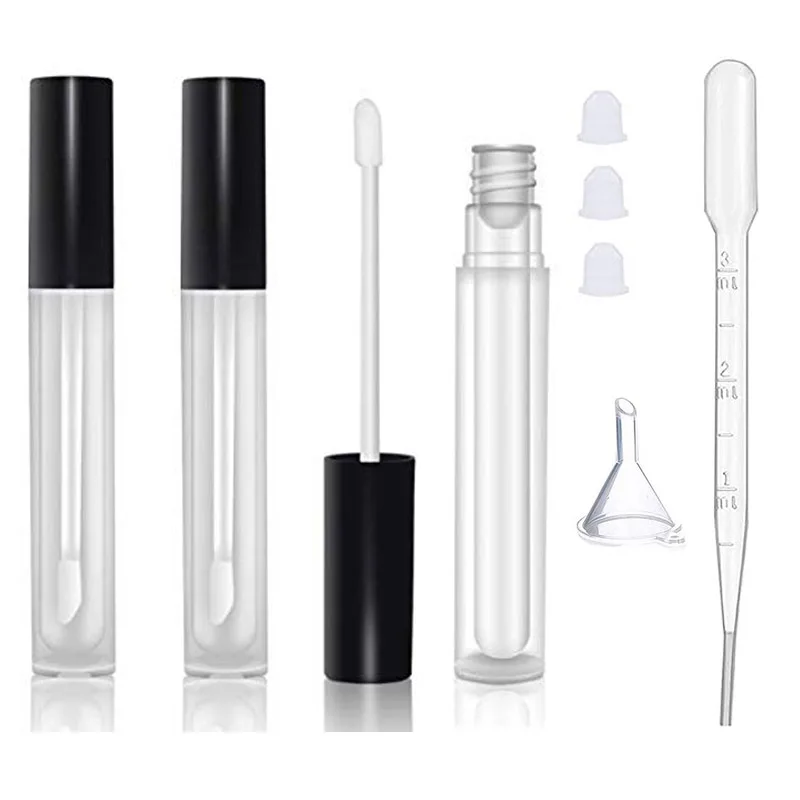 

Прозрачный многоразовый пустой блеск для губ «сделай сам», 3 упаковки, 10 мл, тюбик для бальзама для губ, черная крышка, с резиновыми вставками