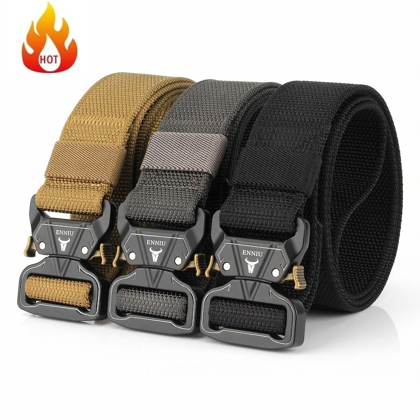 

Men Tactical Belts Military Luxury Brand Nylon Training Men's Belt Metal Multifunctional Buckle Outdoor Sports Hook Dropshipping