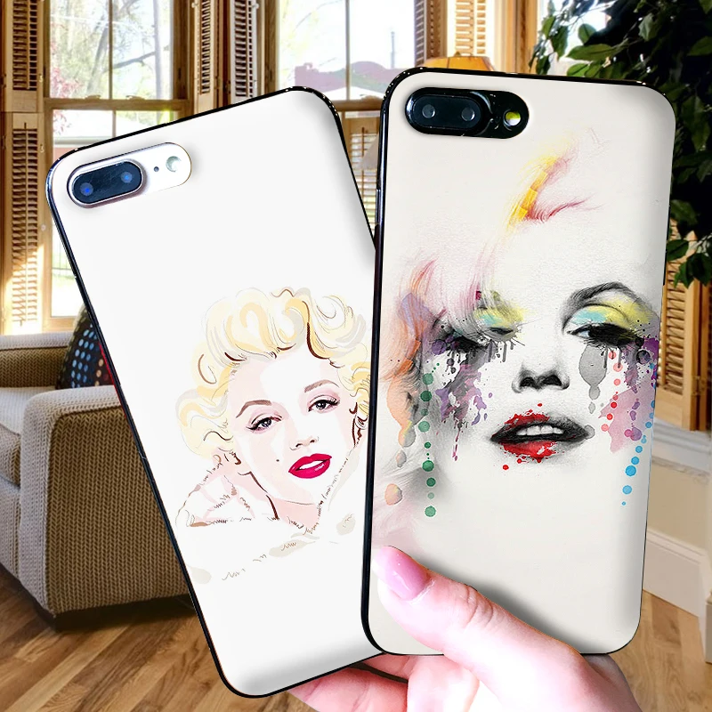 Чехол для iPhone 6 6S plus чехол роскошный черный 5 5S SE 7 8 Plus X XS Max XR Мэрилин Монро |