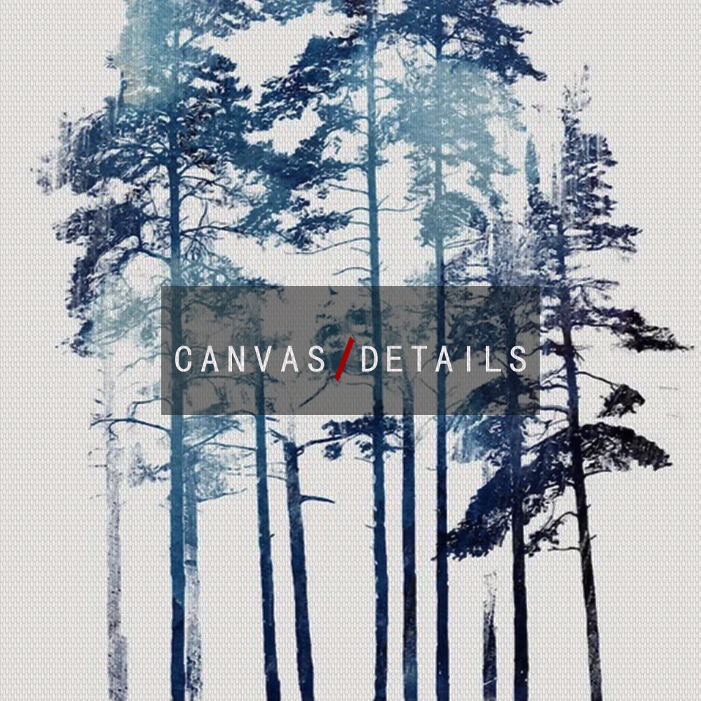 Скандинавский декор лесной пейзаж настенное искусство холст синее дерево плакат