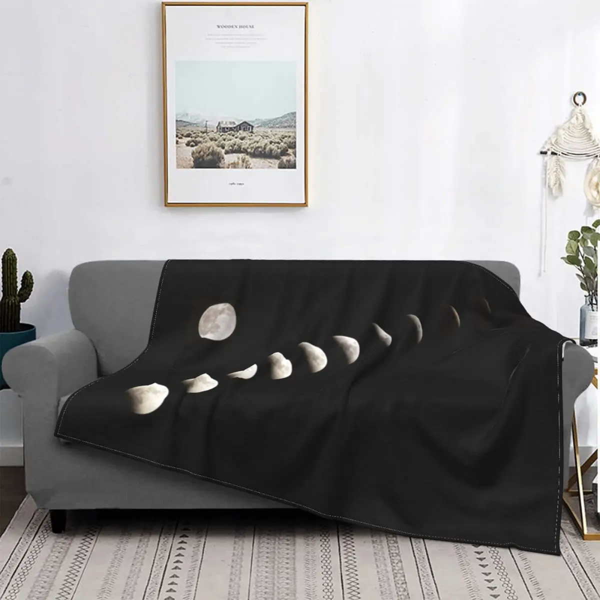 

Lunar Moon Eclipse Blankets Velvet Textile Decor Dark Space Star Breathable Soft Throw Blankets for Bedding Couch Bedspreads