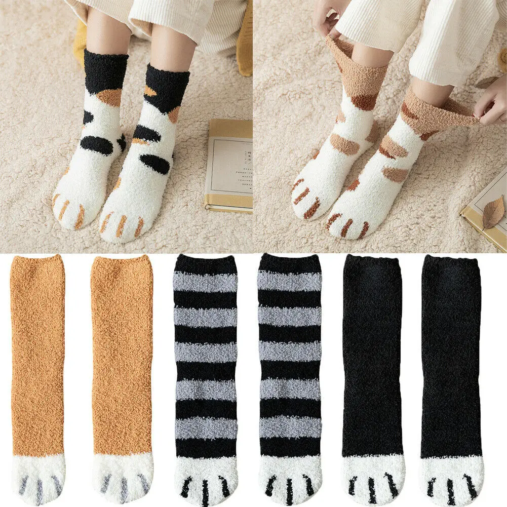Женские зимние пушистые теплые носки Тапочки Симпатичные чулочно носочные