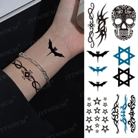 jewelry unisex temporary tattoos bat waterproof skull demon black star fake tattoo sticker body art water transfer finger tatoos