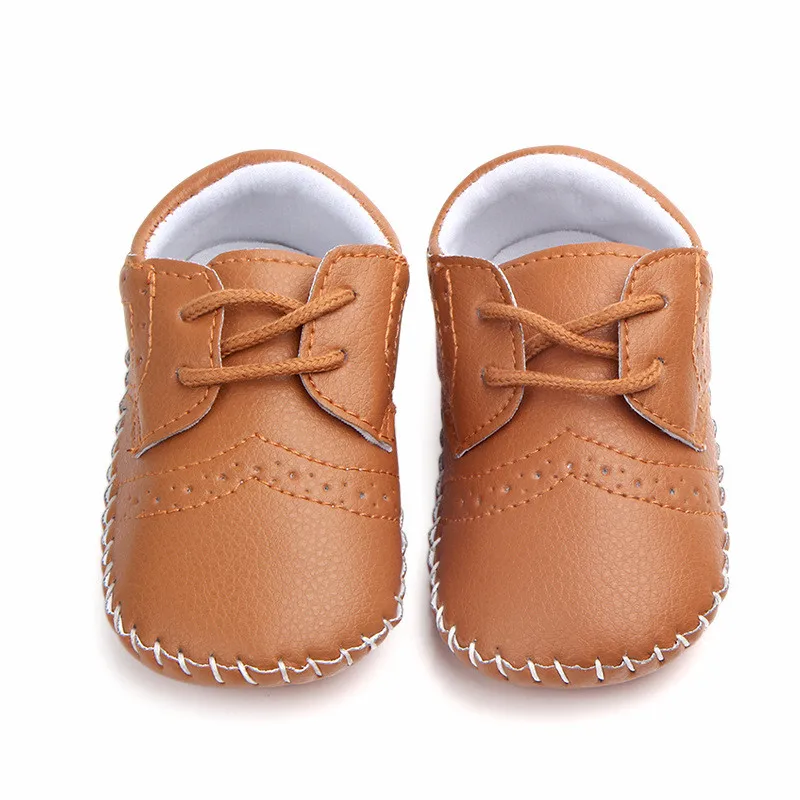 New Autumn Winter Baby Boys First Walkers Lace-Up PU Leather Newborn Shoes Antislip Infants Casual |