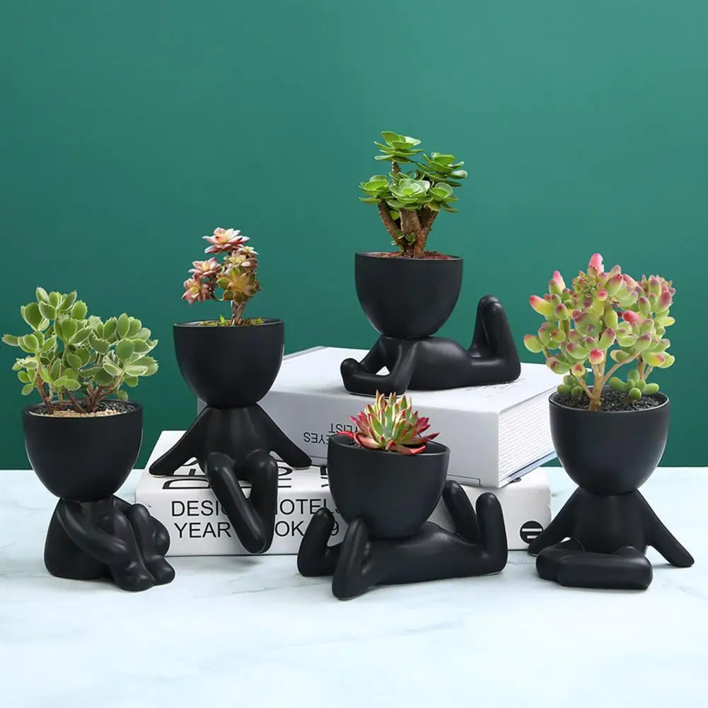 

Hot Sales Flower Pot Ornament Simple Anti-corrosion Ceramic Creative Little People Body Art Flower Pot Desktop Window for Home