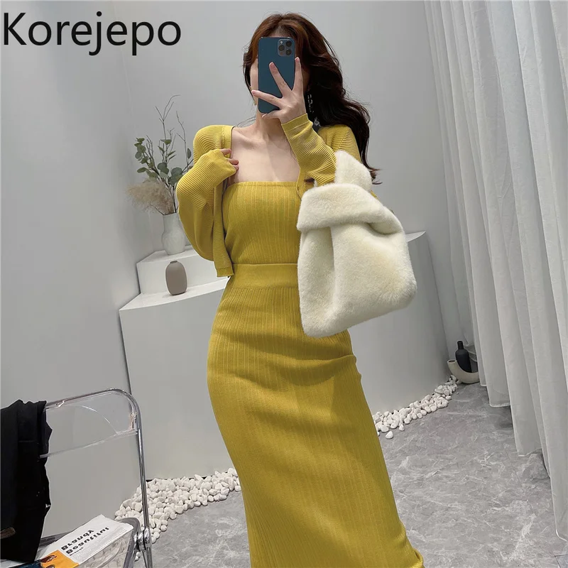 

Женский костюм-тройка из трикотажа и юбки, в Корейском стиле