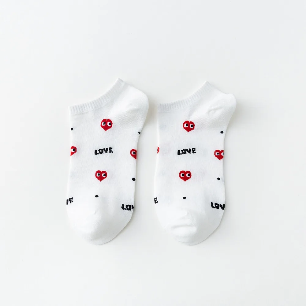

LUCKY ZONE 5 Pairs/Lot Socks Women Boat Socks Spring Love Women Socks Cute Ladies Cotton Socks Shallow Mouth Women Socks ZXZ