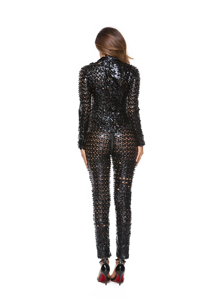 Эротическое женское боди из искусственной кожи ажурный латексный костюм кошки