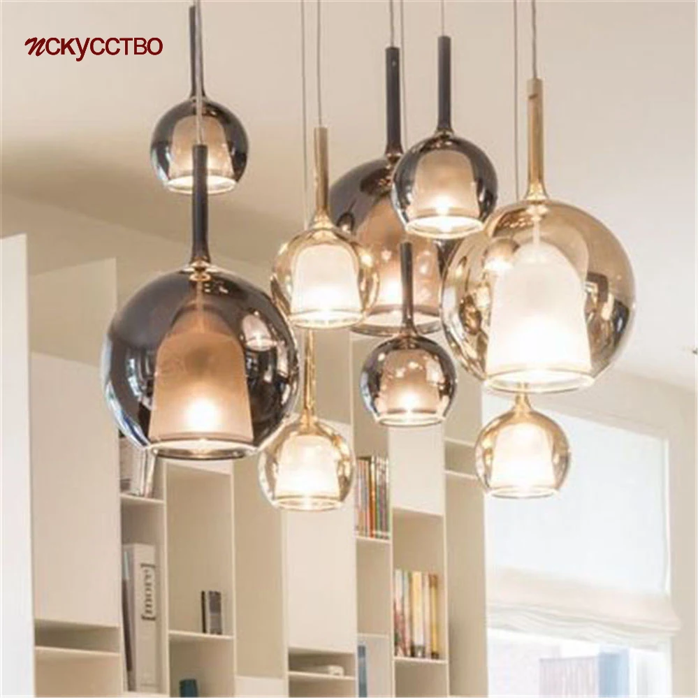 

Подвесные светильники из серого стекла в скандинавском стиле для кафе, итальянского дизайна, лестницы, подвесной светильник, светодиодный ...