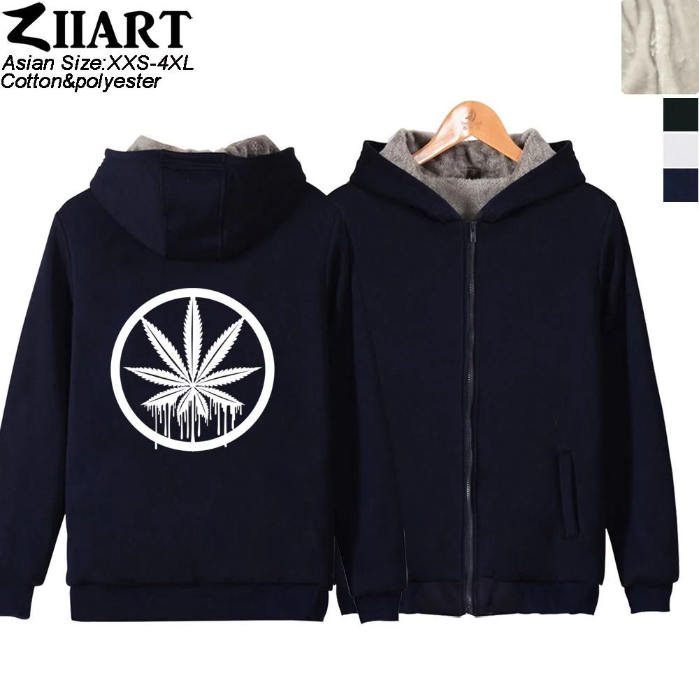 Hemp Peace Sign Jamaica Reggae Regge Rasta Leaf Red Yellow Green Man Boy Parkas Full Zip Coat Plus Velvet Autumn  ZIIART