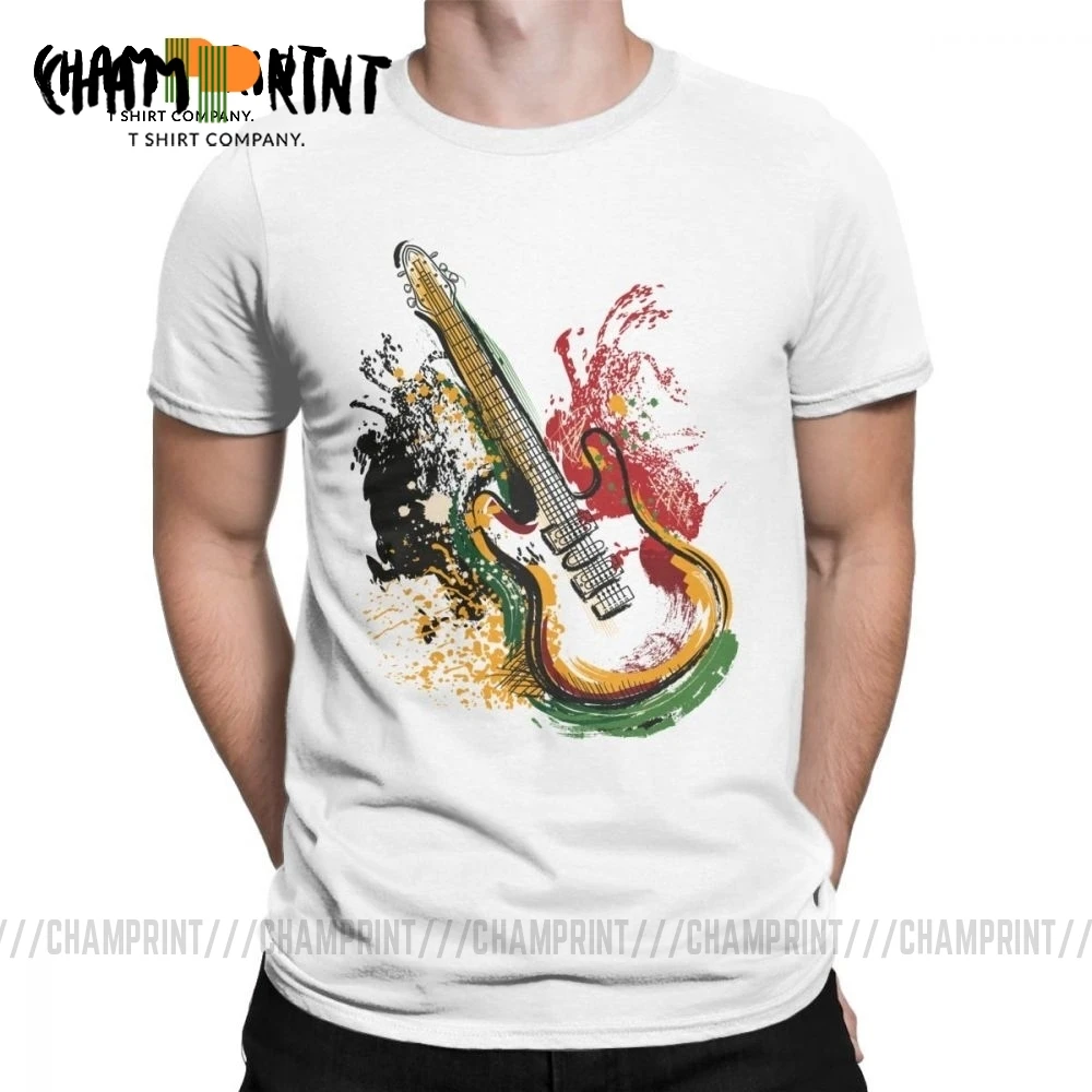Гранж постер с электрогитарой футболка векторным рисунком мужские футболки