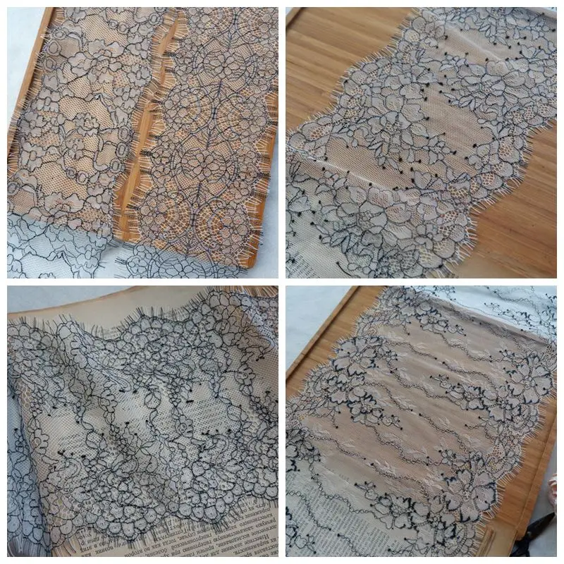 Черно серый двухцветный крючок для ресниц кружевная ткань цветочной вышивки