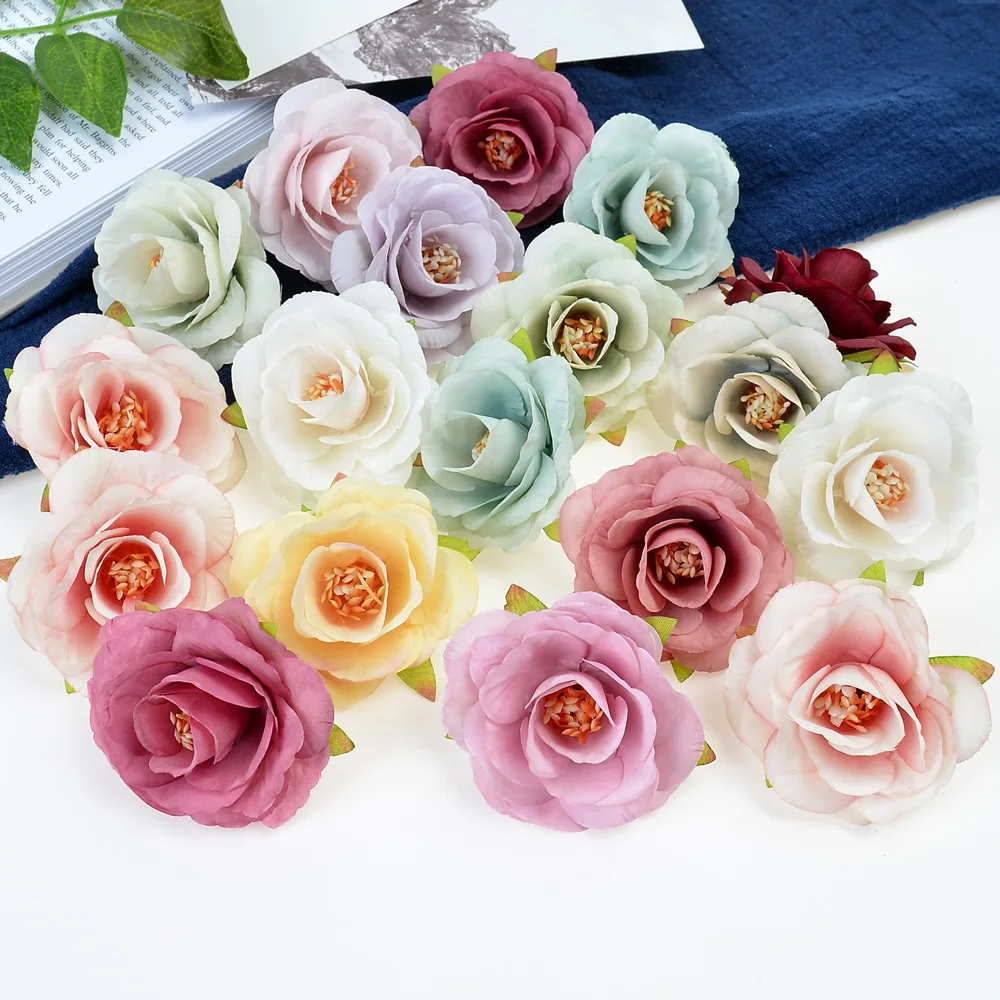 

10 Pcs Silk Peony Artificial Flower Dried Flower 6cm Flower Head Wedding Party Home DIY Garden Decoration Wedding Car Decoration