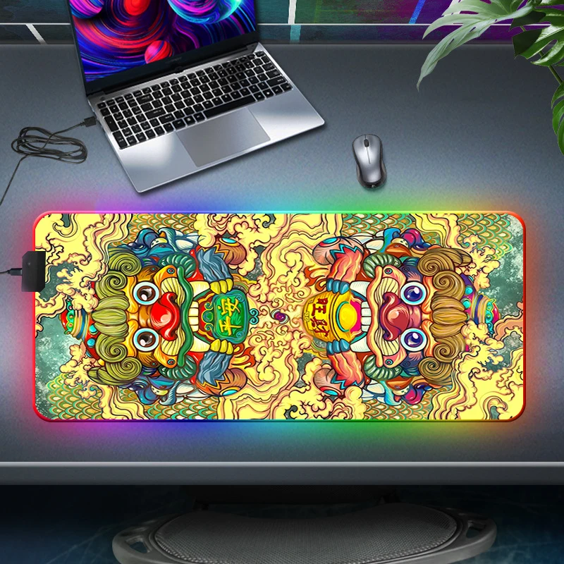 

Hip Pop Colorful trendy fashion Led super luminous mouse pad RGB large non-slip table mat LOL gaming keyboard and mouse pad