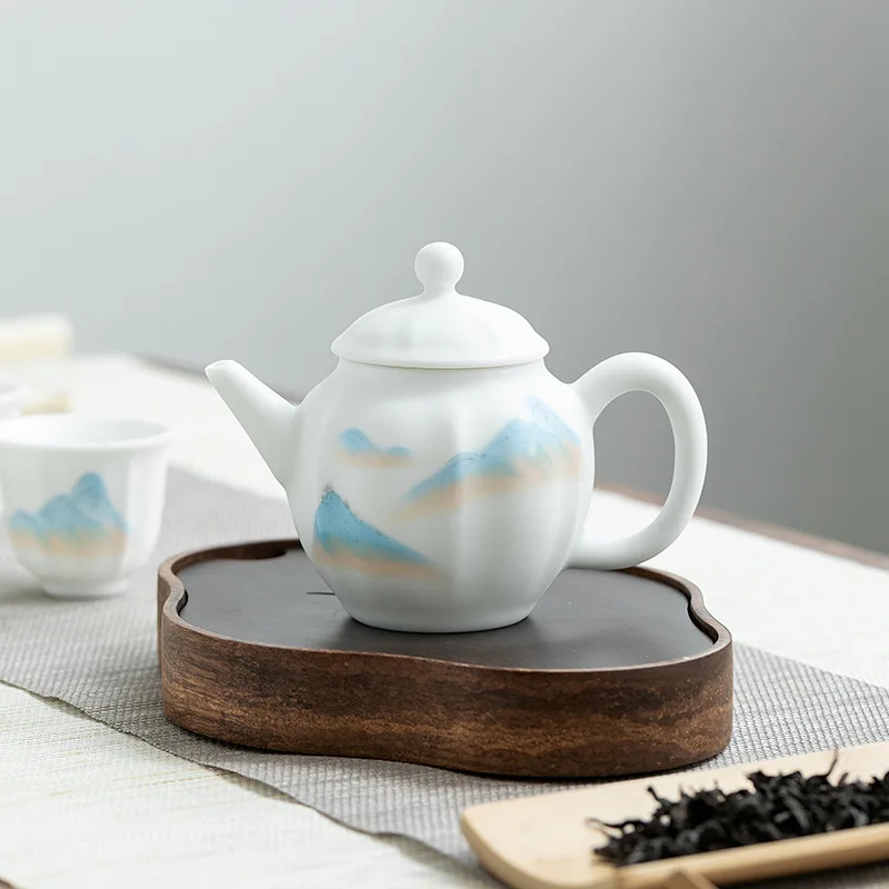 

Керамический чайный горшок кунг-фу, одинарный горшок с ручкой Цзиндэчжэнь, кувшин с фильтром, простой фарфоровый чайный горшок, банка для во...