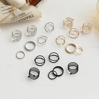 new style simple geometric punk ring 6 piecesset of minimalist alloy ring suitable for ladies and girls party jewelry rings