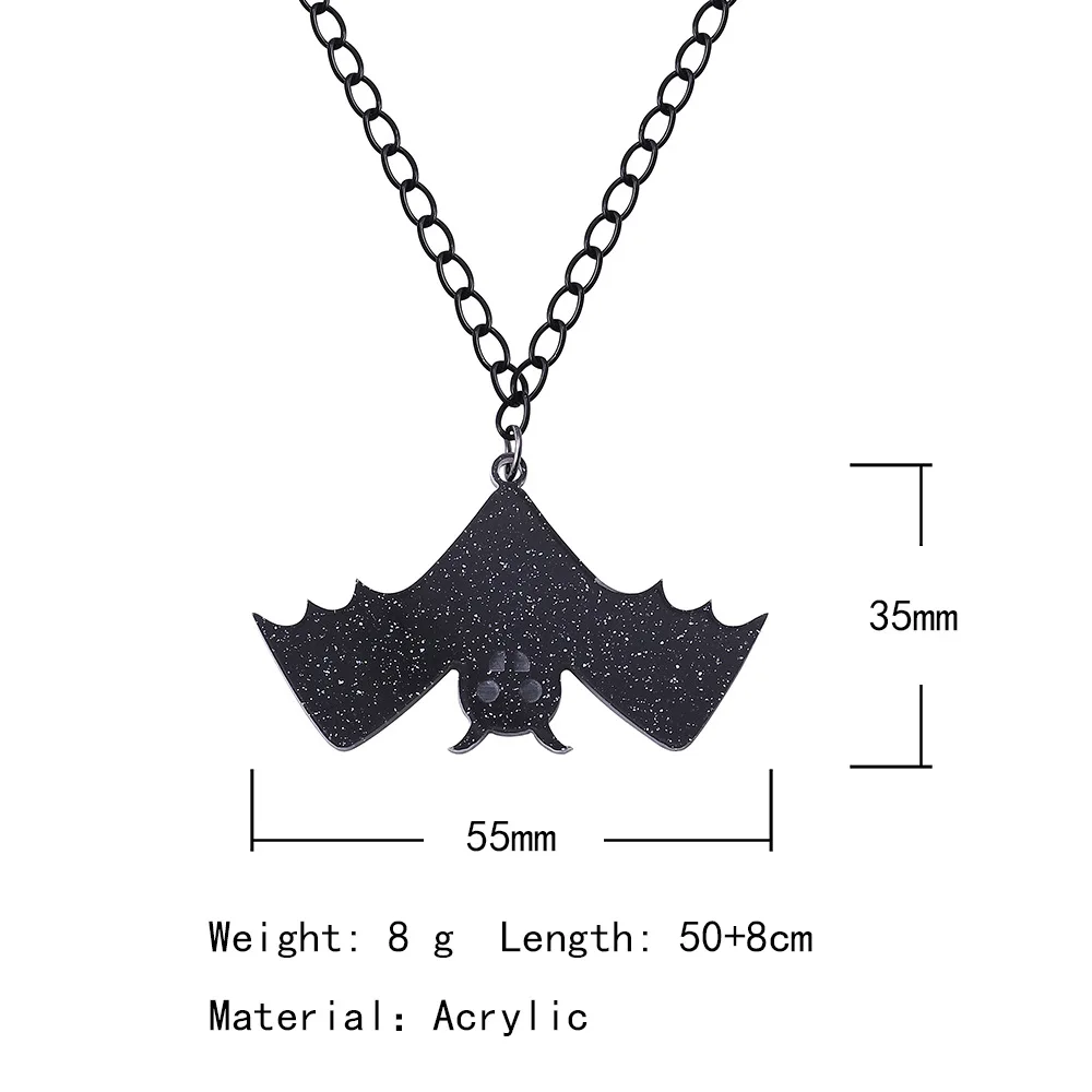 

Men Women's Halloween Bat Pendant Necklace Personality Exaggeration Punk Bat Necklace Cool Jewelry Unisex Accessories