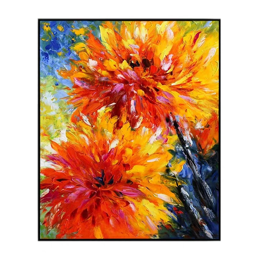

Hand Painted Knife Sunflower Abstract Oil Painting On Canvas Modern Wall Picture For Living Room Home Decoration Unframed