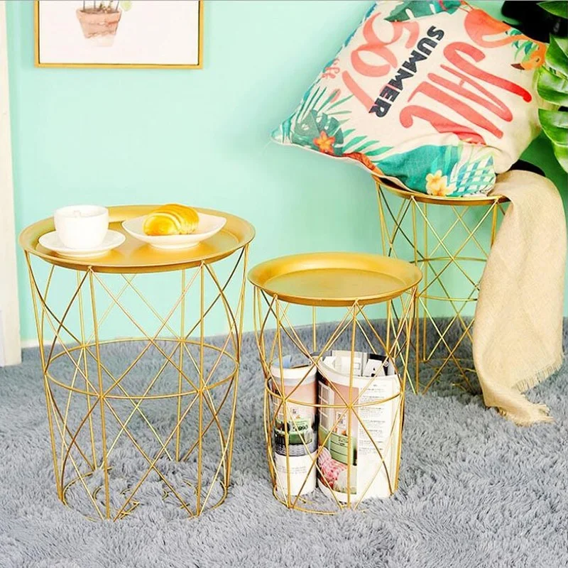 Гостиная стол с чаем фрукты закуски тарелка лоток Золотой металлический