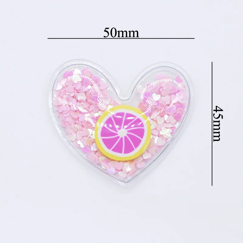 Heart 50 шт. прозрачный наполнитель блестки глина аппликация звезда мышь сердце Кролик клубника для DIY головные уборы заколки для волос Декор H46 - Цвет: Heart