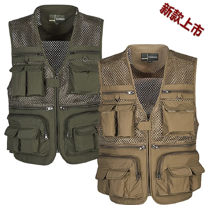 

Жилет с надписью для фотосъемки жилет для рыбалки мужской весенне-осенний Летний сетчатый жилет для улицы рабочая одежда с несколькими кар...