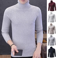 new winter jacquard sweaters men turtleneck warm solid color long sleeve pullover sport male knitted slim new year clothing