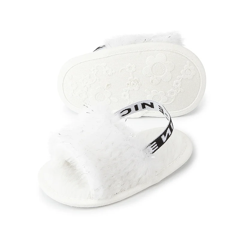 Обувь для маленьких девочек KIDSUN пушистые черные Нескользящие туфли на мягкой