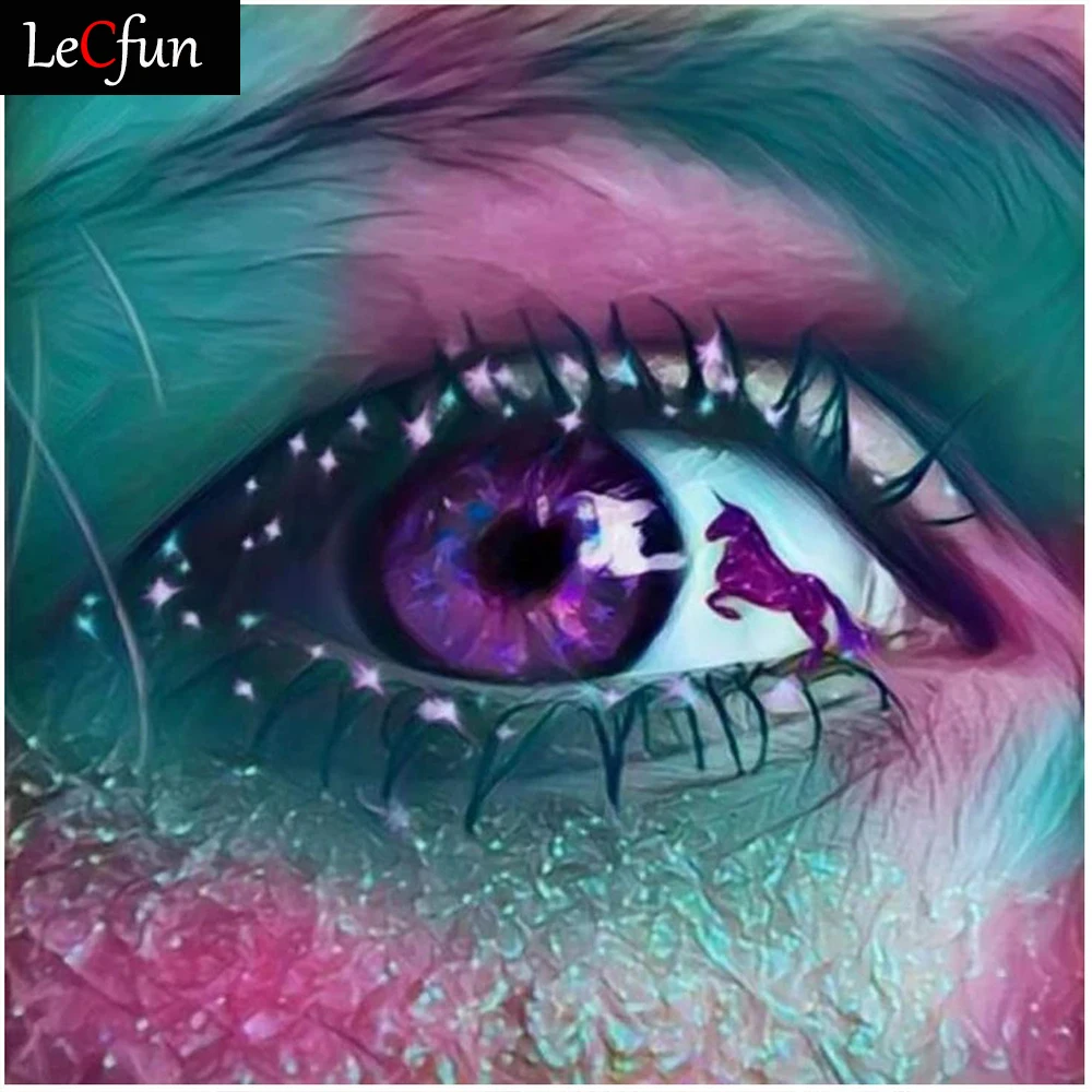 

LeCfun DIY Diamond Painting by Number Kits Eyes with Unicorn Full Diamonds Art Cross Stitch Embroidery for Home Wall Decoration