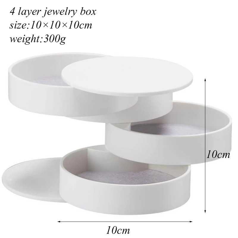 4 цвета ABS слоя коробка для хранения ювелирных изделий вращающаяся спальня