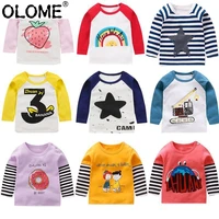 olome autumn kids sweatshirts cotton infant baby long sleeve t shirts relaxed girls and boys clothing 2 7 years children tops