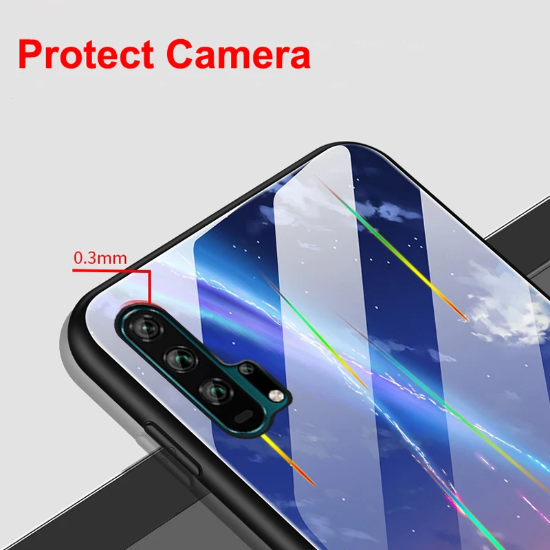 Для huawei P30 Pro P20 Lite Nova 5i 4e 3 3i Коврики 20 20X Honor 20 V20 9X чехол лазерный световой закаленное Стекло светящийся чехол с ночным мотивом