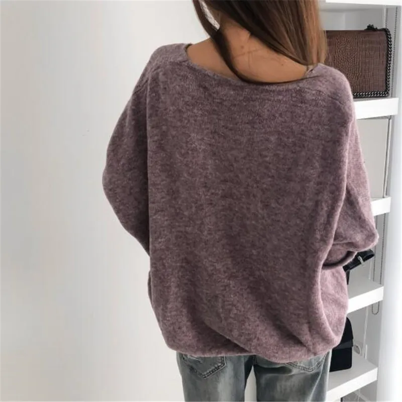 

Sweaters Pull Femme Mujer 2021 Autumn Winter Women Candy Color Knit Jumpers New Long Sleeve Knitwear Fashion Vintage V Neck Tops