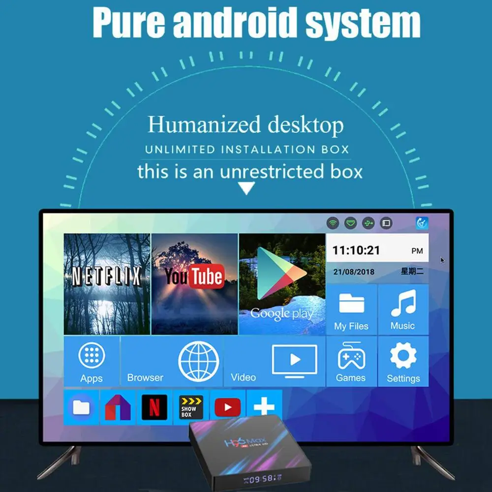 ТВ приставка H96MAX Android 9,0 Смарт ТВ приставка Rockchip RK3318 4GB+ 32GB H.265 4K медиа-проигрыватель Google H96 MAX телеприставка PK X96 hk1 max