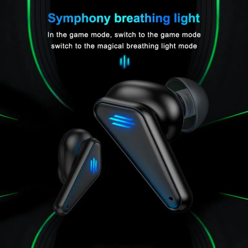 

Greatlizard Wireless Bluetooth 5.0 Earphone Colorful Breathing Light Design Low Latency Noise Canceling, For Xiaomi/Apple/Huawei
